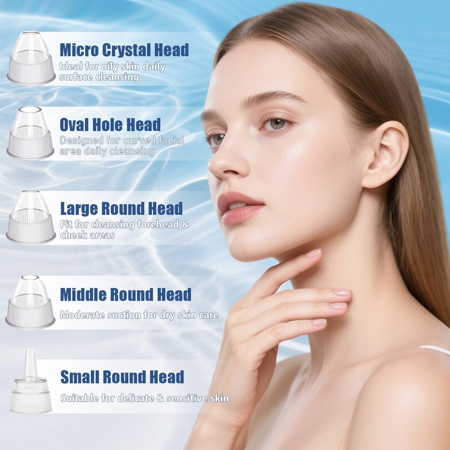 Blackhead Remover Pore Vacuum, with Nose Brush & Skin Care Tools, 3 Adjustable Suction Levels, 5 Suction Power,5 Probes, USB Rechargeable Facial Cleaner for Daily Surface Cleansing (White)