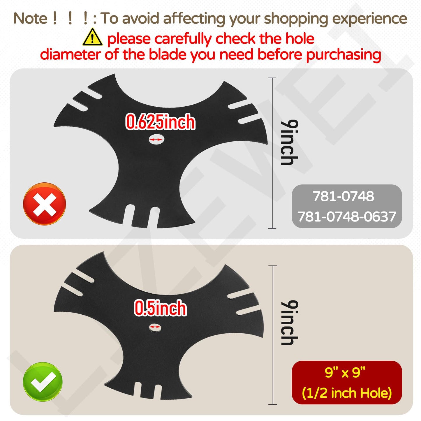 LIZEWEI 3 Pcs Universal 9" x 9" (1/2 inch Hole) Edger Blade, 3-Side Edger Star Blade for Craftsman Walk Behind Edger, Mclane 2059, Also for Power Trim Edgers Tru-Cut Edgers King Lawn Edgers
