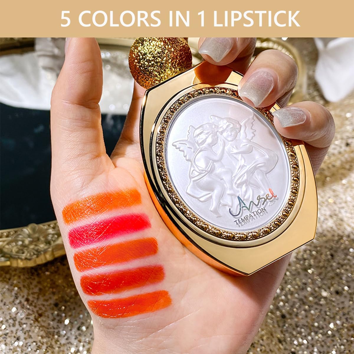 5-in-1 Multicolor Lipstick for Women - Highly Pigmented & Moisturizing | Long-Lasting Glossy Finish