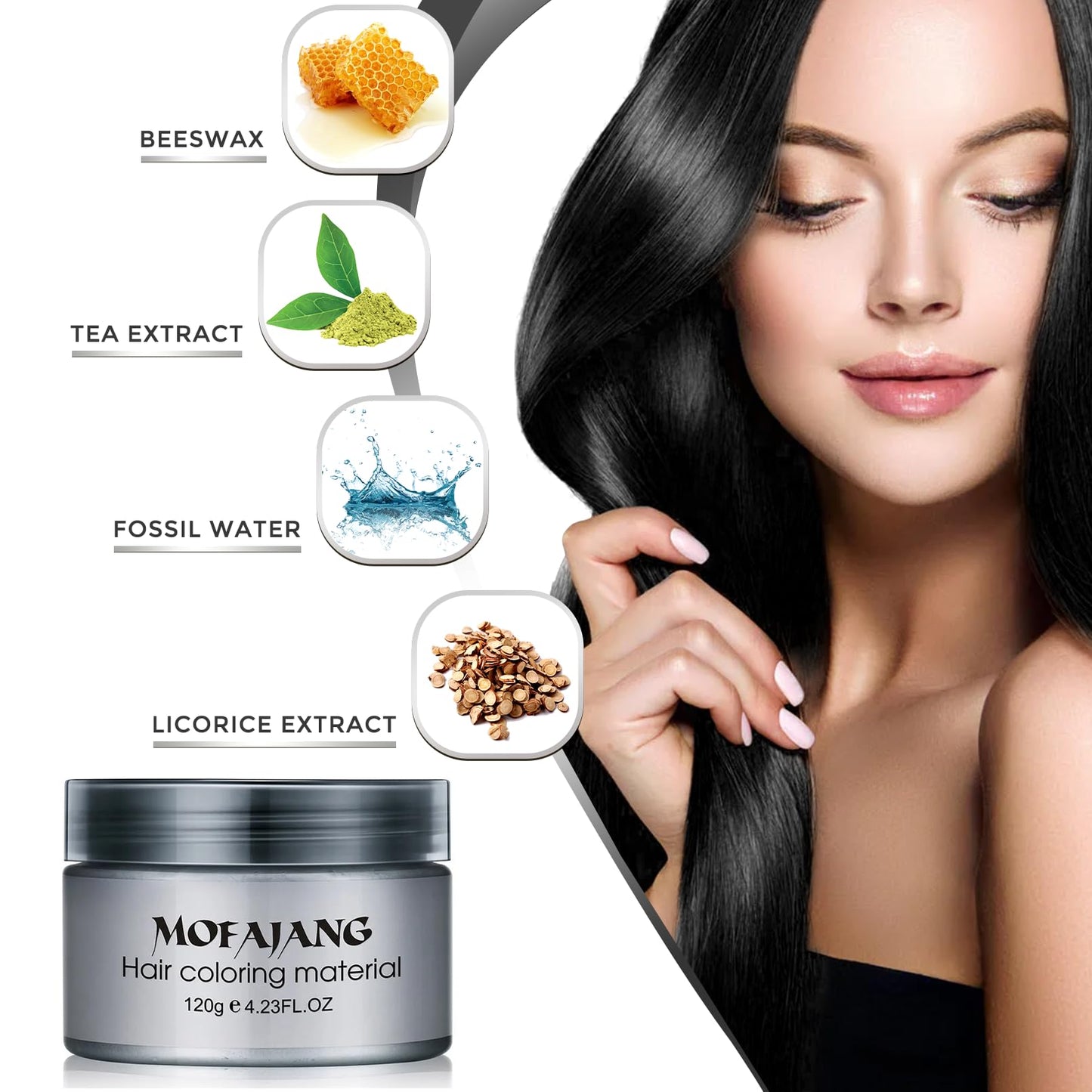 Black Temporary Hair Color Wax - SOVONCARE Washable Hair Dye for Men & Women, All-Day Hold Disposable Hair Styling Clays for Party, Cosplay & Daily 4.23 oz
