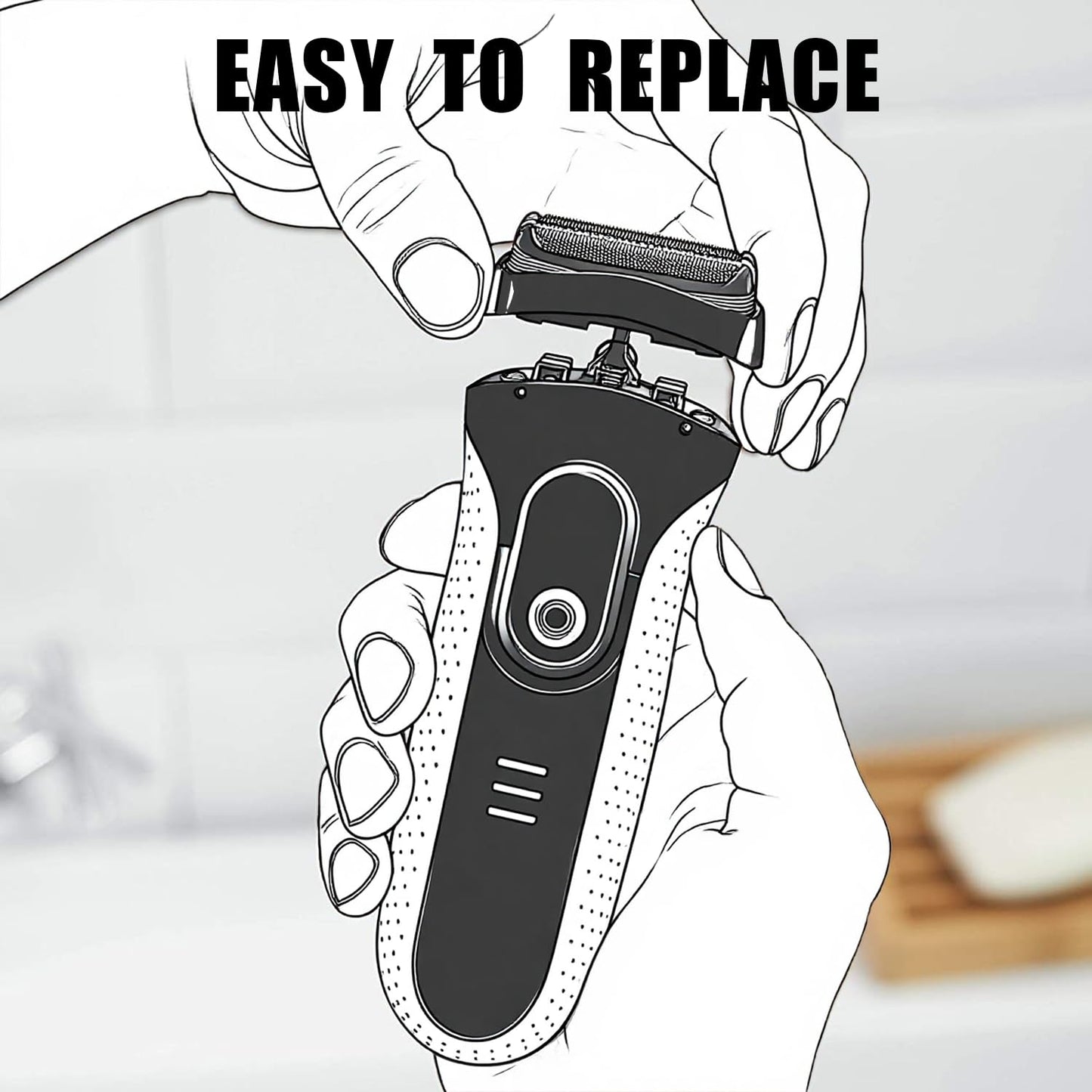 32B Shaver Head for Braun Series 3, Replacement Foil & Cutter Cassette Suitable for Braun Foil Shaver 3000s 3010s 3020s 3030s 3040s 3050cc 3070cc 3080s 3090cc 320 330 340 350cc