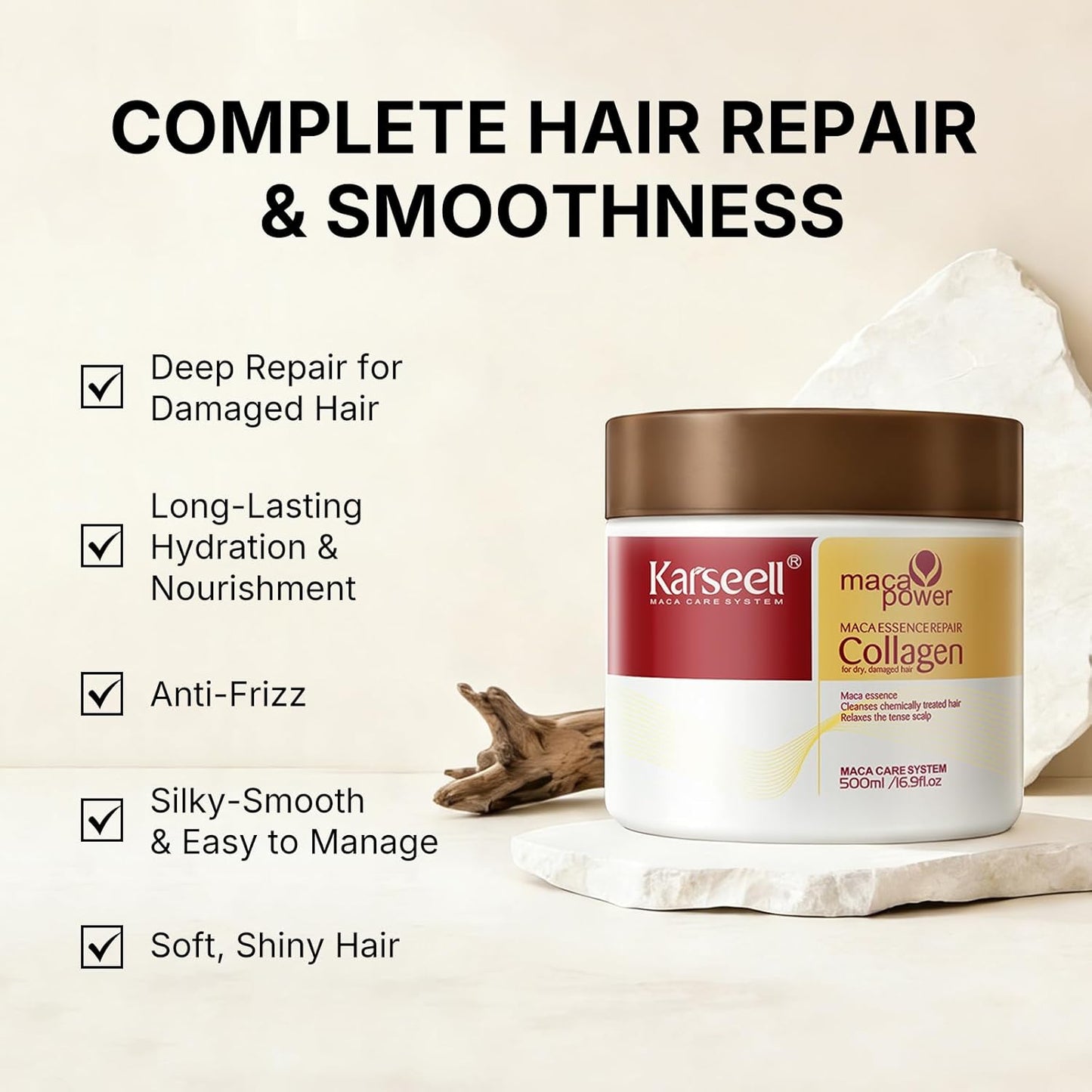 Collagen Hair Mask - Deep Repair Treatment with Argan Oil for All Hair Types | 16.90 oz (500ml)