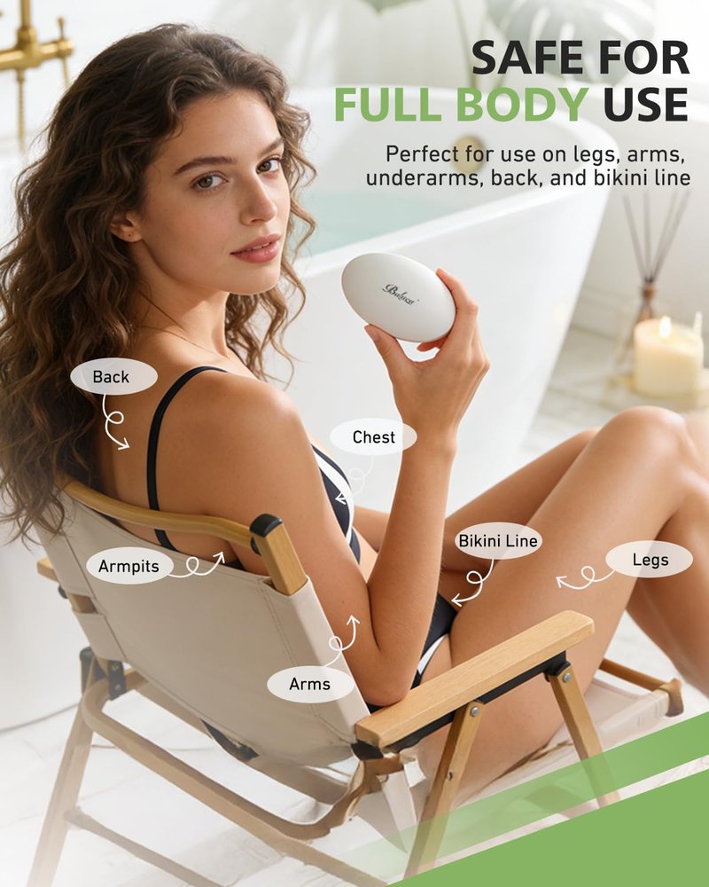 BALUCA Crystal Hair Eraser for Women and Men, Painless Glass Crystal Hair Removal Tool for Legs, Arms, Back, Reusable Exfoliating Hair Remover with Gentle Skin Smoothing, White