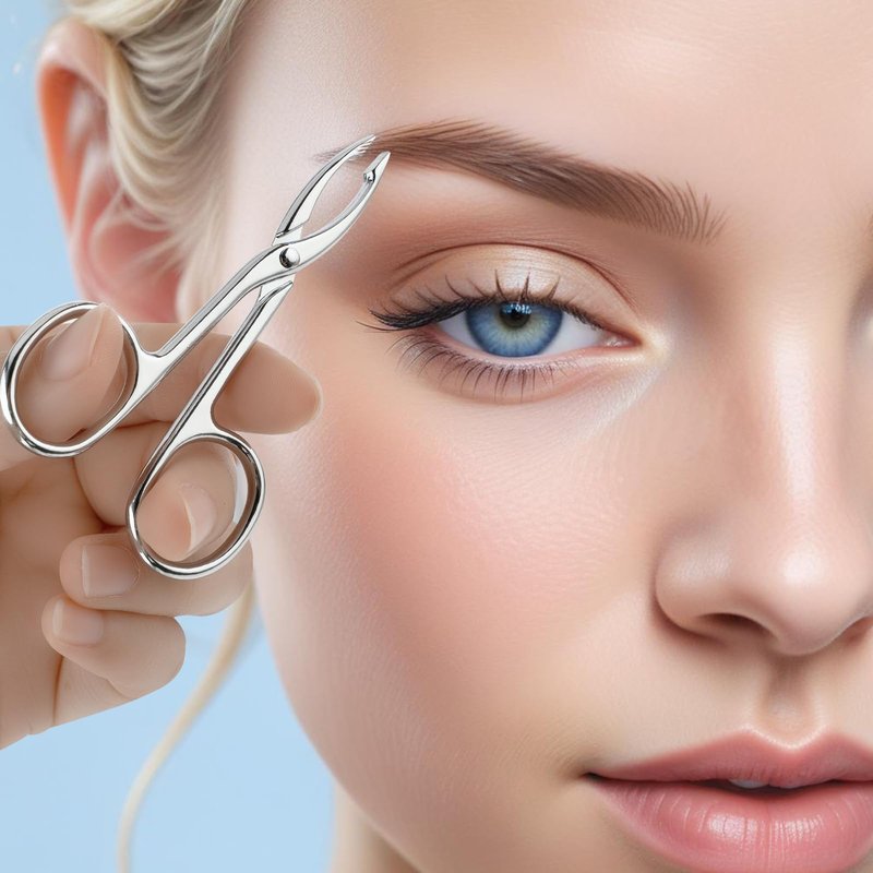 YUXIANLB 2Pcs Tweezers Scissor Handle Straight Tip Scissor Shaped Eyebrows Tweezers for Hair Plucker Remover Facial Hair Eyebrows Care, Brow Tweezers for Women Men (Silver)
