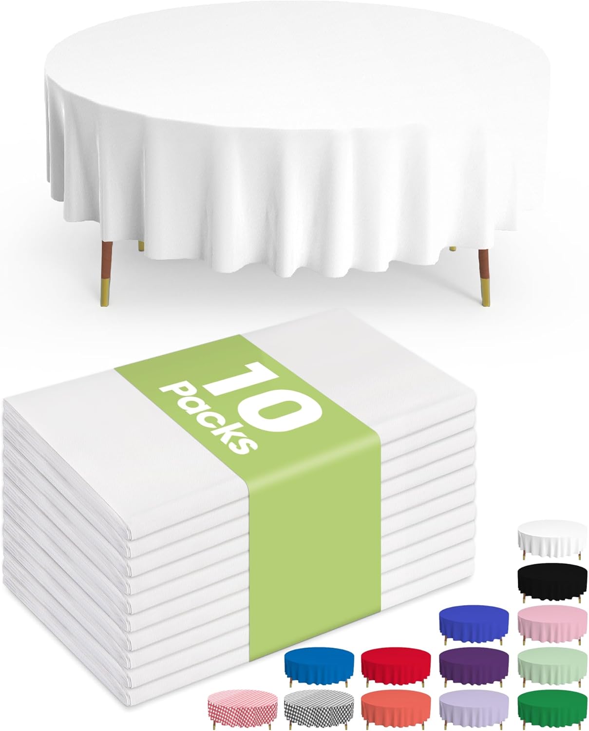 Plastic Table Cloths - 10 Pack Disposable 54 x 108 Inch for Parties, Picnics & Weddings | Rectangle White