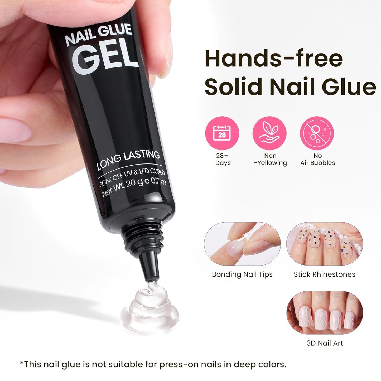 Beetles Tipex Gel Nail Kit - 224 Pcs Extra Short Square Nail Tips with Mini Lamp & Glue | 16 Sizes