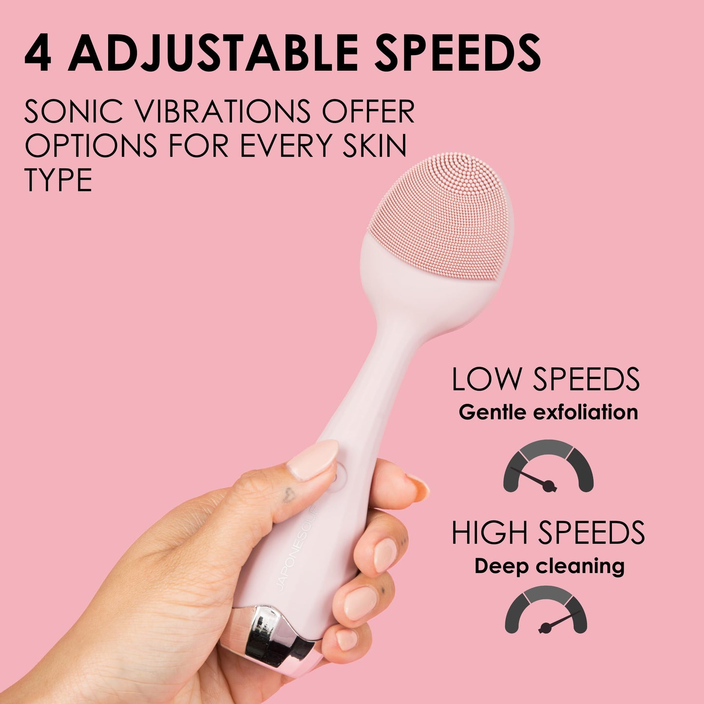 JAPONESQUE SKINTherapy Rejuvenating Sonic Facial Cleanser, Rechargeable Waterproof Cleansing Device with Silicone Brush - Lift, Firm, and Tone Skin