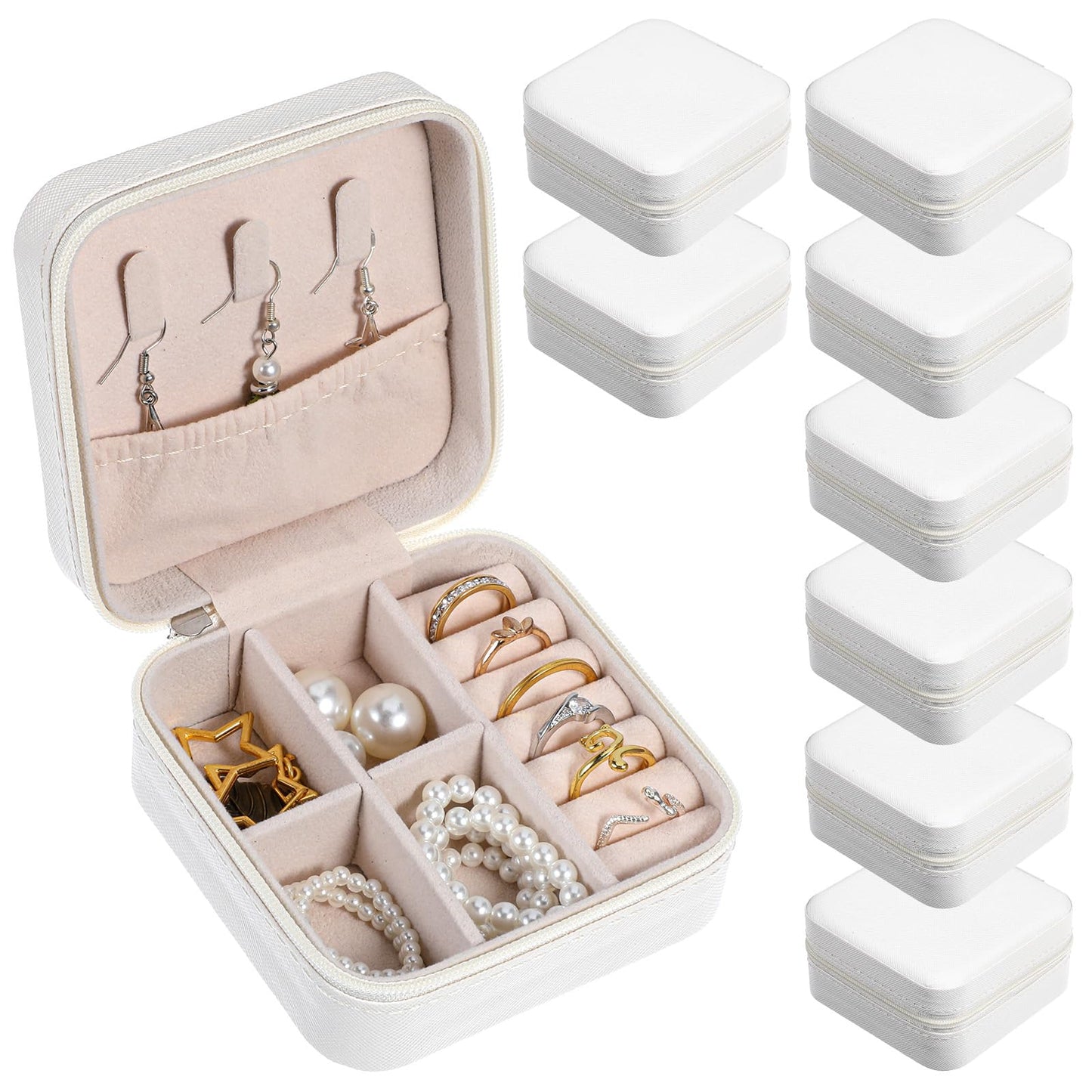 8 Pack Travel Jewelry Case Small Travel Jewelry Box Bridesmaid Gifts Jewelrys Box, PU Leather Small Jewelrys Case Organizer Storage for Rings Earrings Necklaces, Beauty Gifts for Women Girls