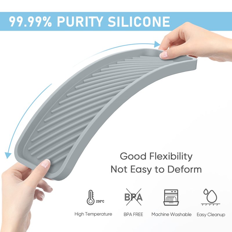 EG-SIPRO Kitchen Sink Organizer Tray,2 Pack Silicone Sponge Holder for Kitchen Sink Bathroom Counter Tray Silicone Soap Tray Holder for Soap dispenser Bottle