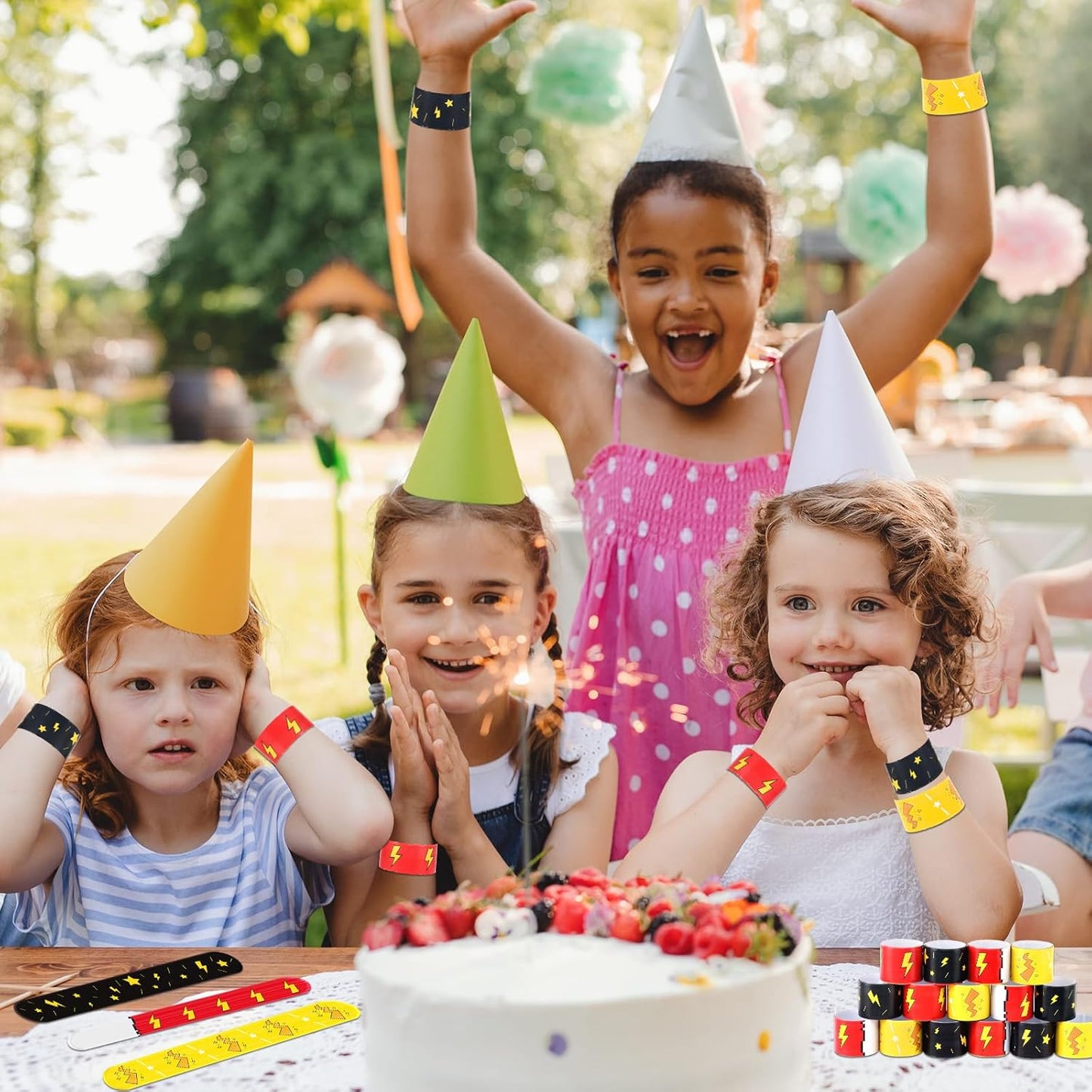 Cartoon Animation Slap Wristbands - 24 Pack Party Favors | Fun Goodie Bag Fillers for Birthday & Theme Parties