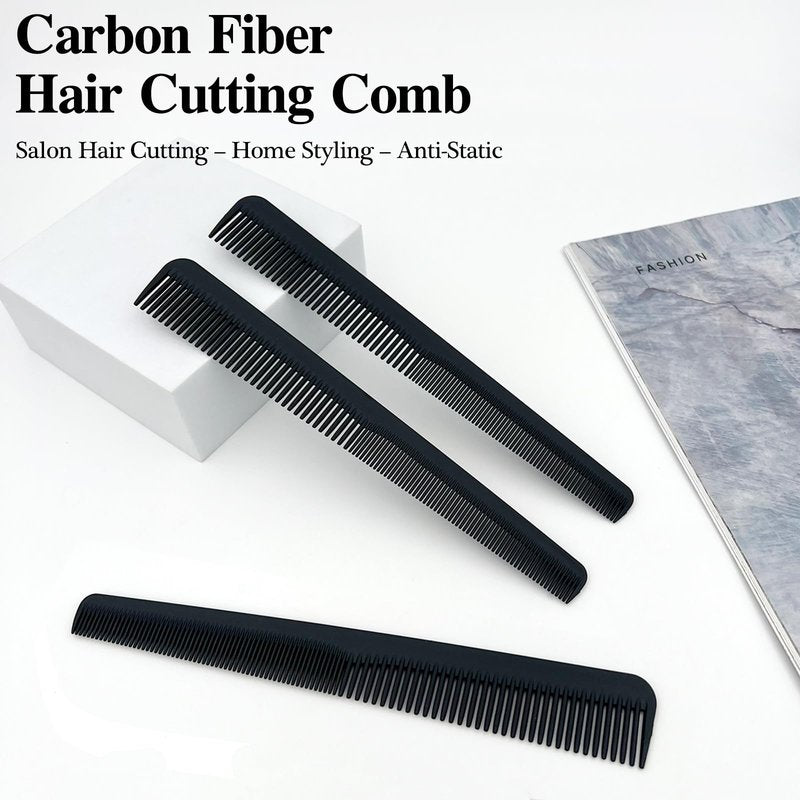 8-Pack 7.09" Black Pocket Barber Comb Set – Beard, Mustache, Hair & Sideburn Styling Combs for man
