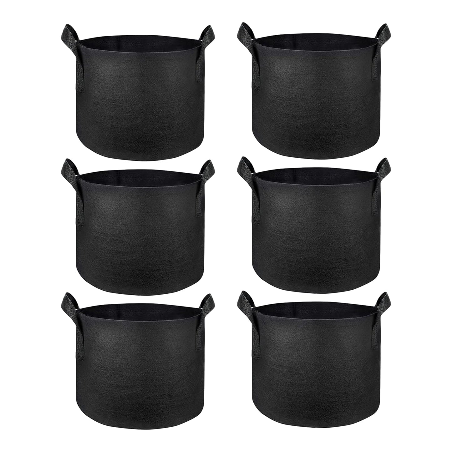 6Pack 5 Gallon Fabric Grow Bags Breathable Nonwoven Aeration Planter Pots with Handles Black