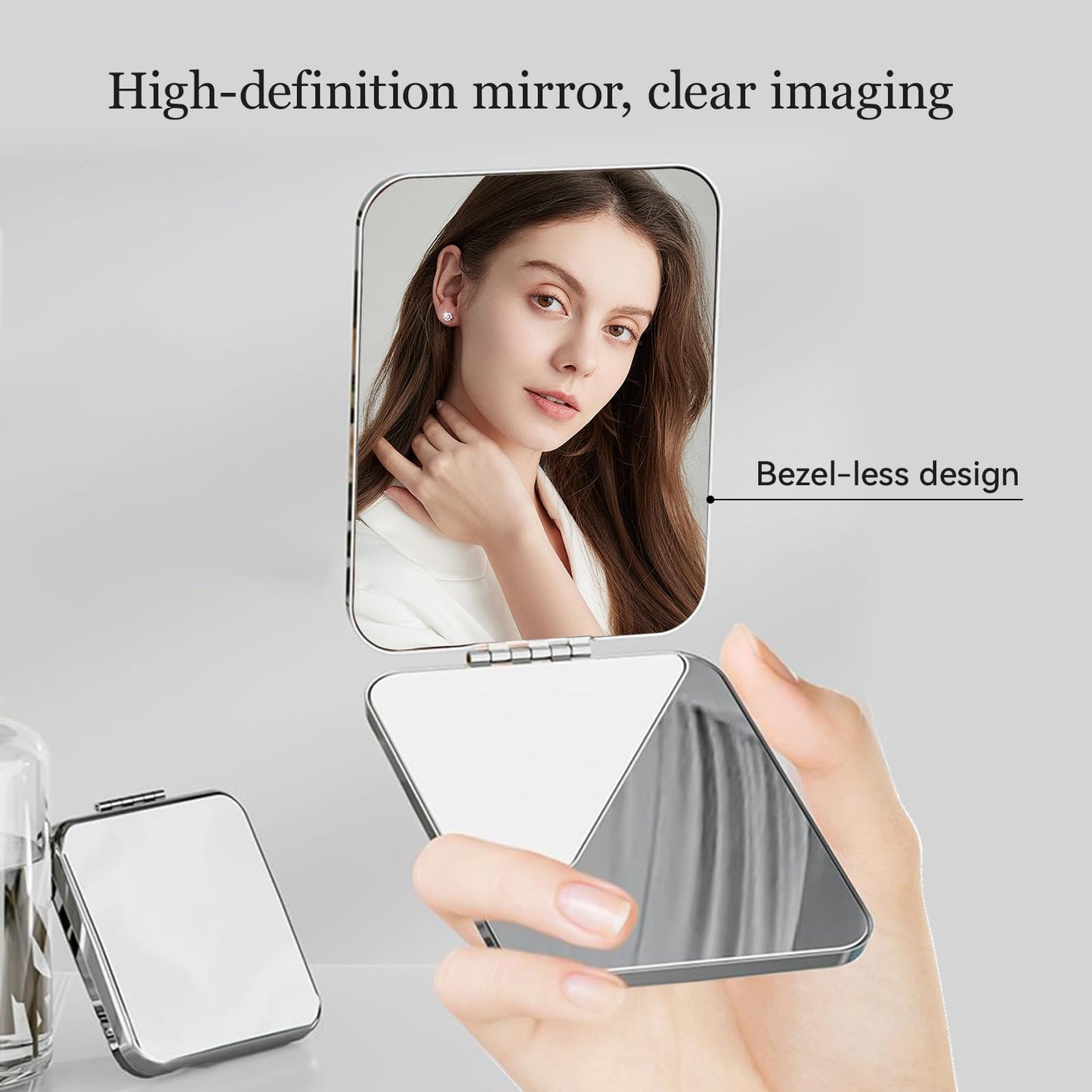 HSOOVZN Travel Makeup Mirror,Portable Folding Vanity Mirror 2-Sided Handheld Small Pocket Mirror Compact Portable for Handbag Purse Pocket(Round)