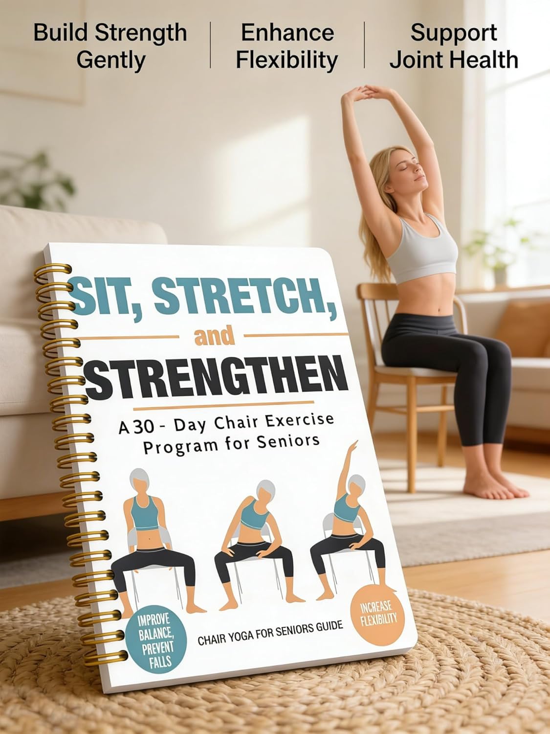 Chair Yoga for Seniors - Gentle Poses for Weight Loss & Mobility | Illustrated Exercise Chart