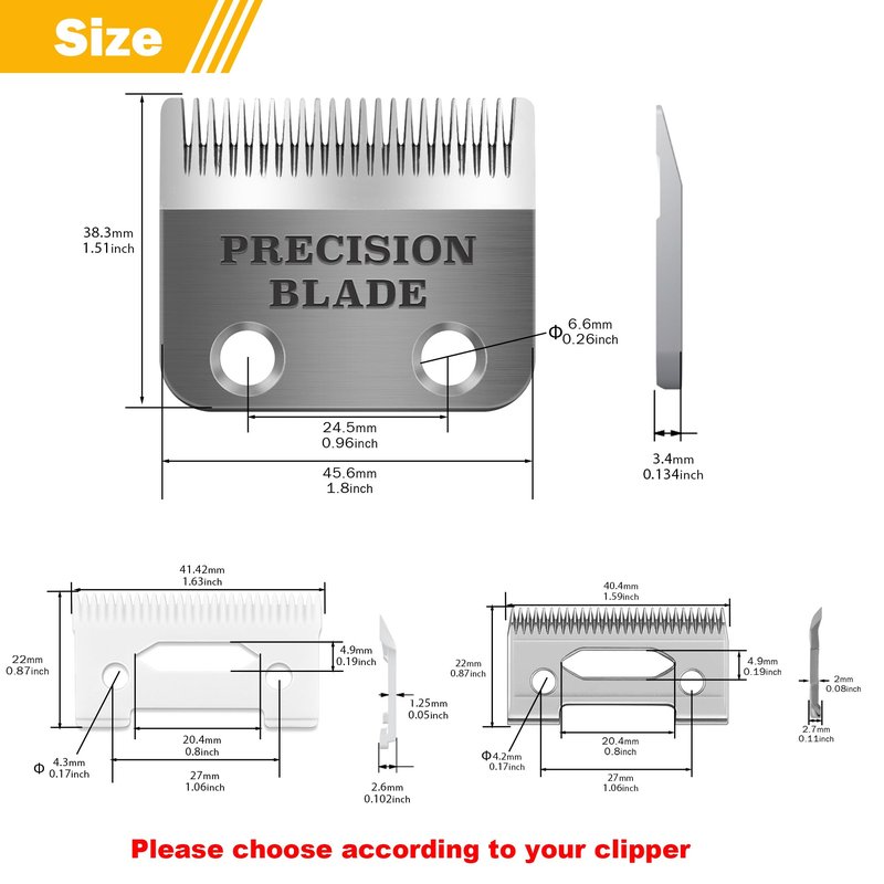 OwnLifeYF Precision Clipper Replacement Blade, Compatible with Wahl Clippers 2 Holes Adjustable Hair Home Trimmer Parts Blades, Pack of 2