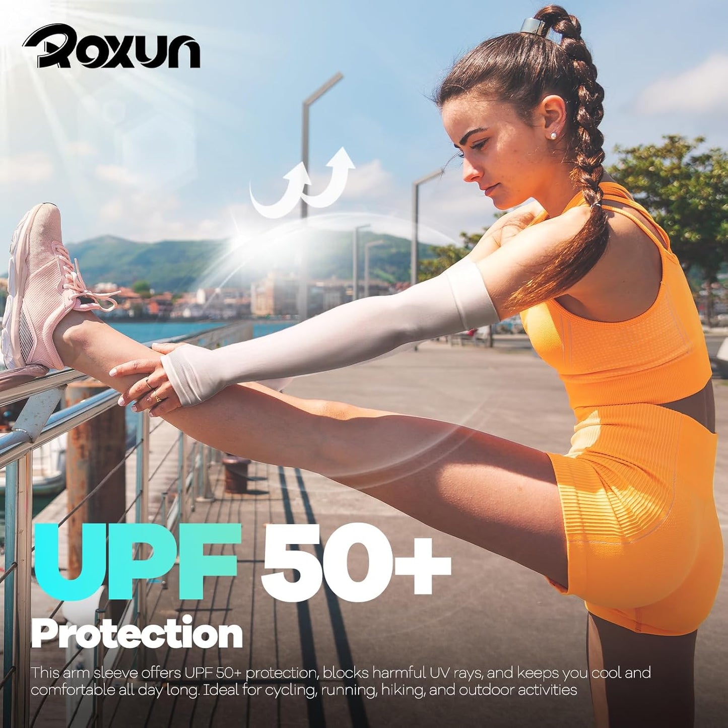 Roxun Arm Sleeves - Cooling UV Sun Protection Compression Tattoo Cover | Unisex, Thumb Hole Design