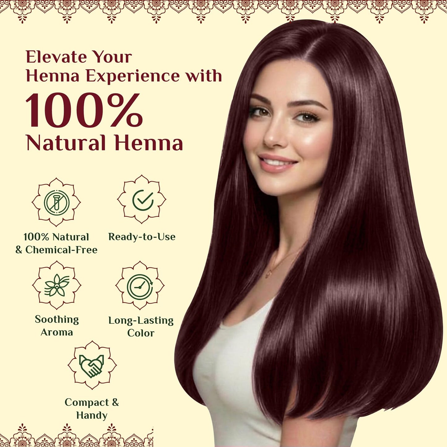 Neeta Ready-to-Use Henna Paste for Hair – Herbal Henna-Based Formula – Reddish Brown – Pack of 4 Cones