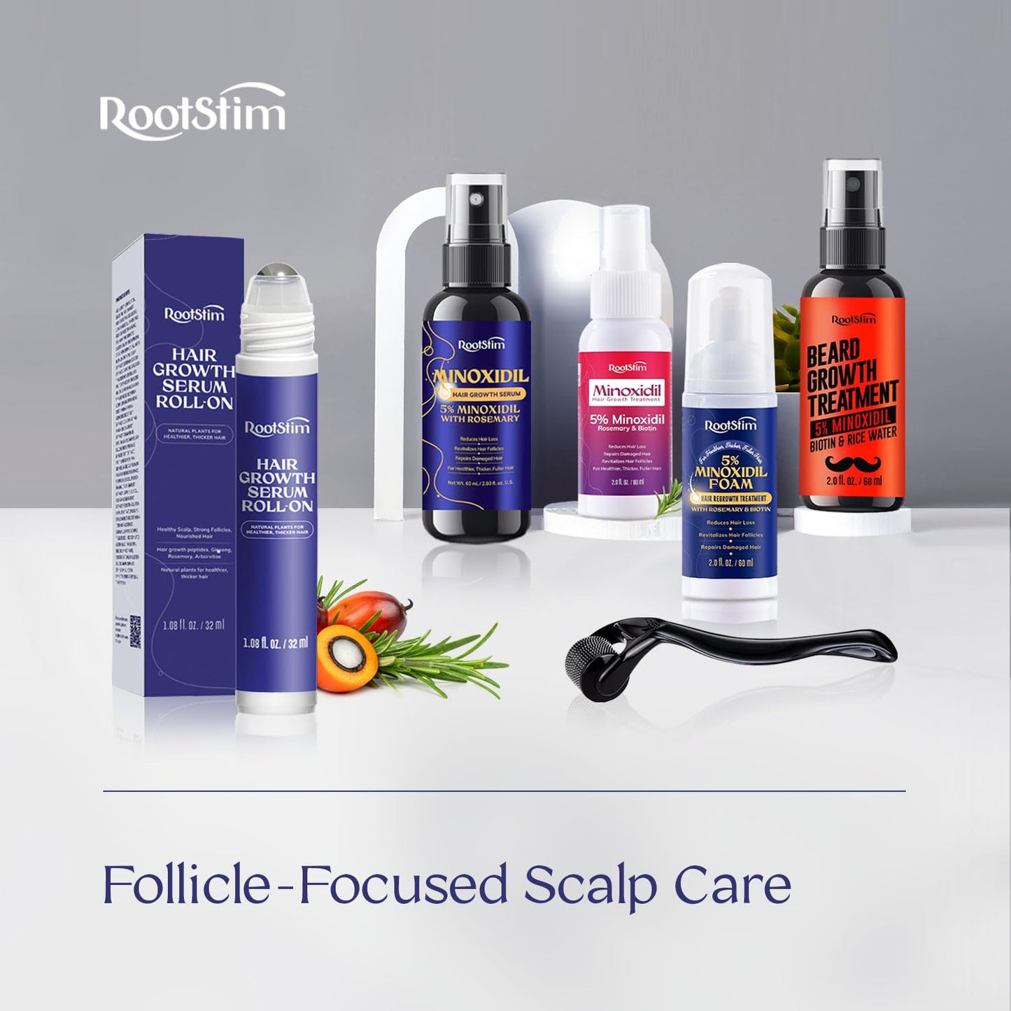 Hair Growth Serum Roll-On | Rosemary, Caffeine & Biotin Formula for Fuller-Looking Hair - 1.08 Fl Oz