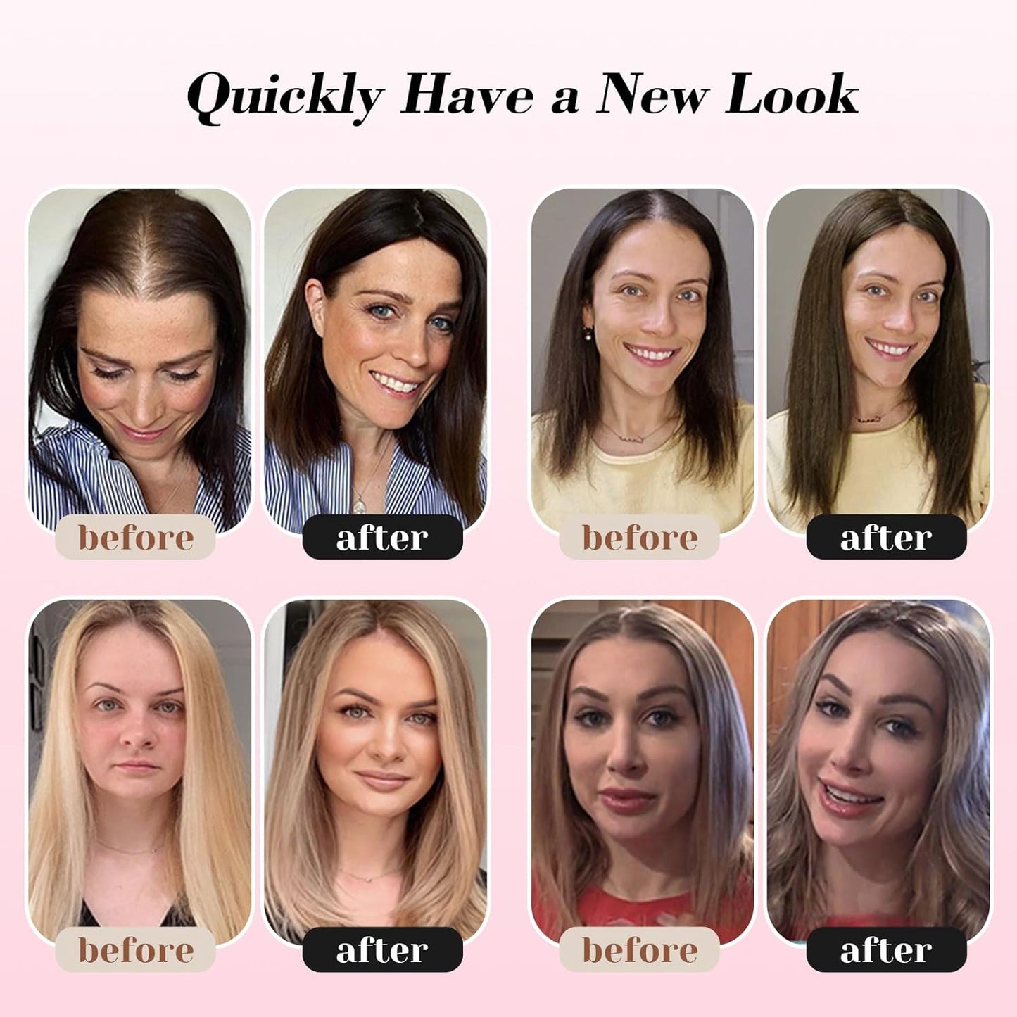 Real Human Hair Toppers for Women - 12 Inch Thinning Hairpieces | Dark Brown Color