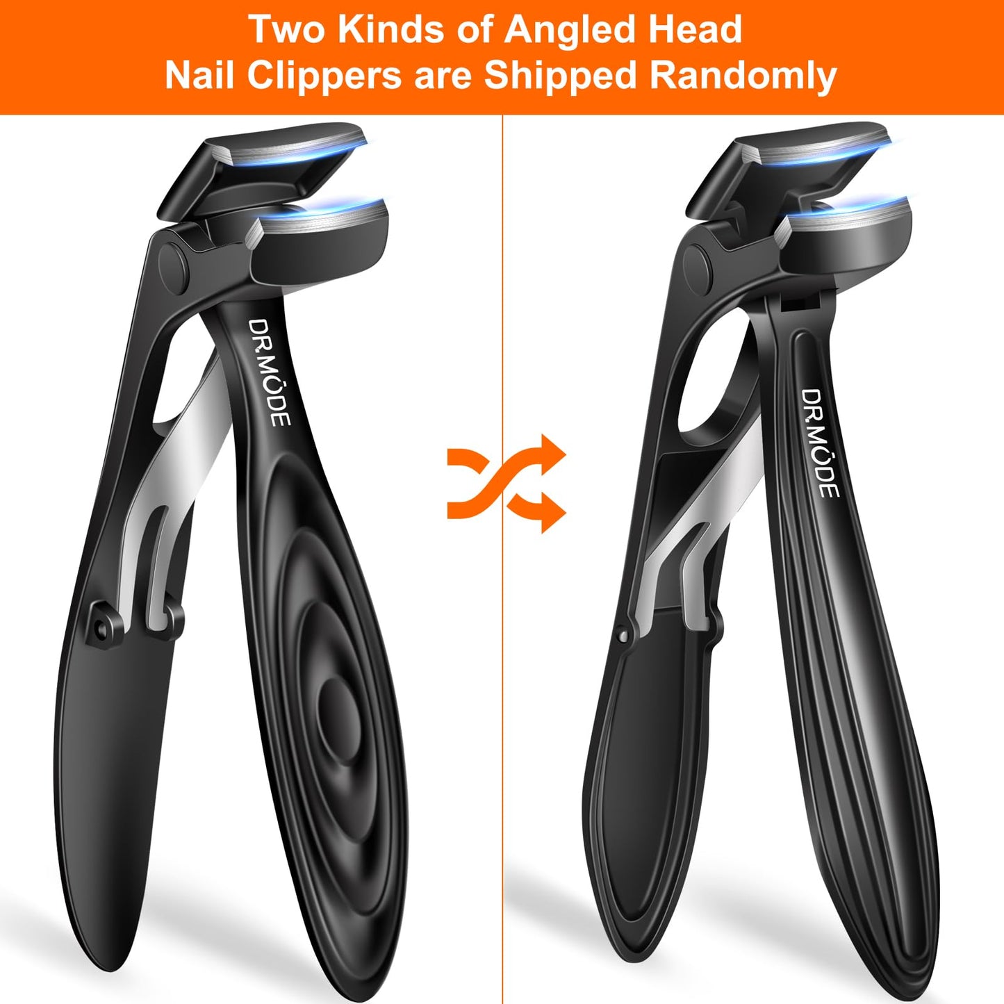 Toenail Clippers for Thick Toenails for Seniors, Angled Head Long Handled Toe Nail Clippers for Men with Wide Jaw Opening, Heavy Duty Large Finger Nail Clippers Adult Cutter with Catcher, Black