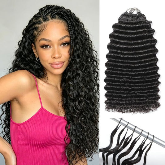 Miracle Knots Crochet Hair - 18 Inch Deep Wave Human Hair for Black Women | 125g, 100 Strands, Reusable