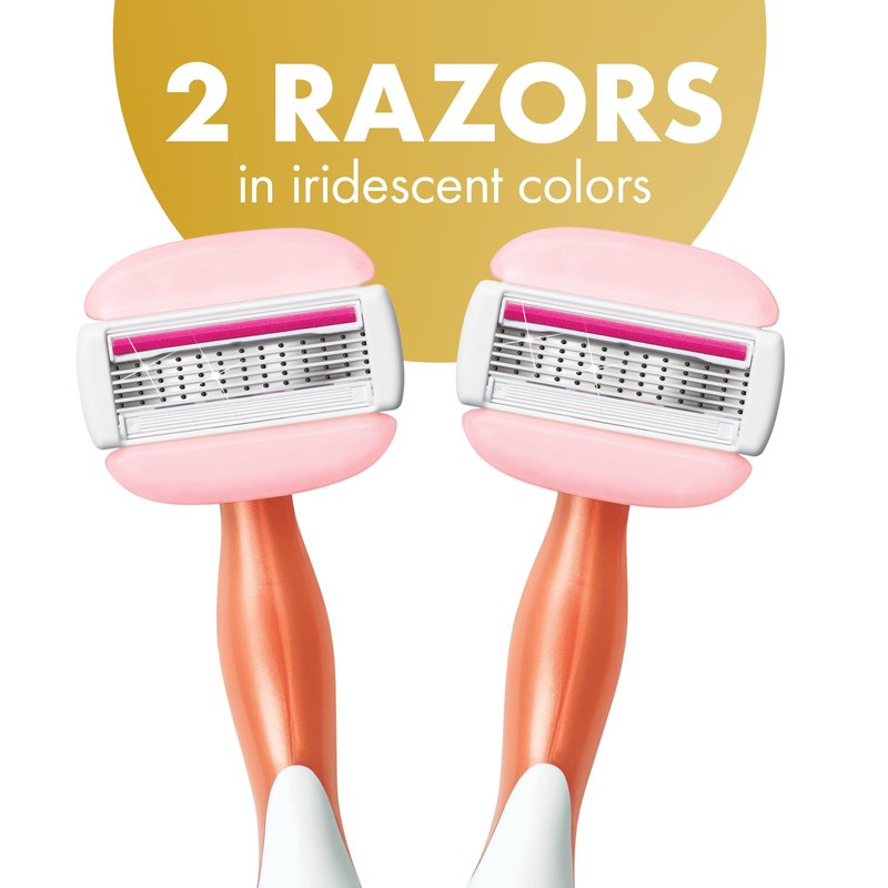 BIC Soleil Glide Disposable Razors for Women, 5 Blades With Shea Butter Moisture Bars For a Smooth Glide, 2 Piece Razor Set (Pack of 2)