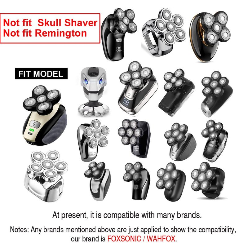 Universa 7 Blades Replacement Heads for Mainstream head shaver brands, Head Shaver Replacement Blades (7 Gold+black)