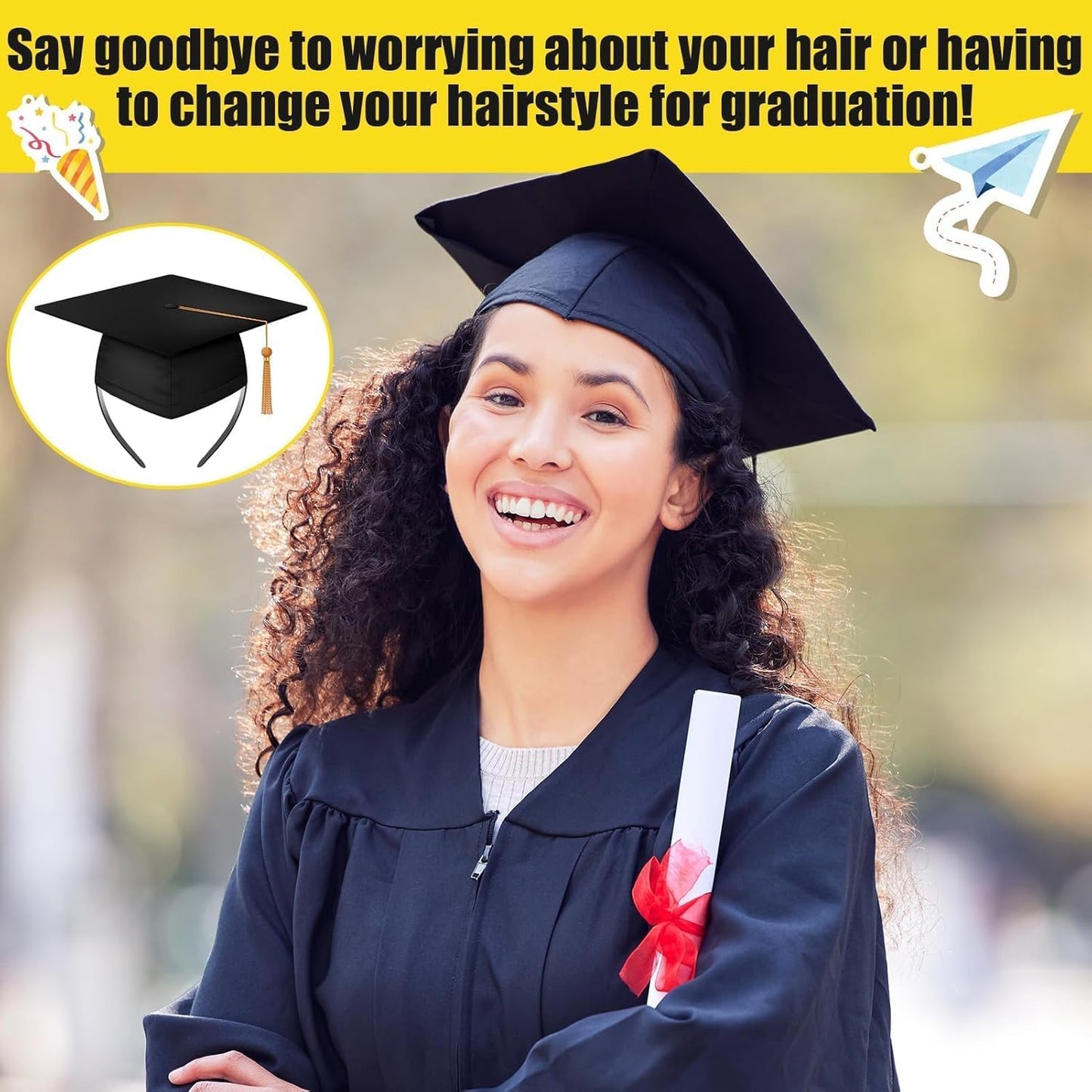 Graduation Cap Headbands - 2 PCS Adhesive Felt Hair Bands | Perfect Hat Accessories for Graduates