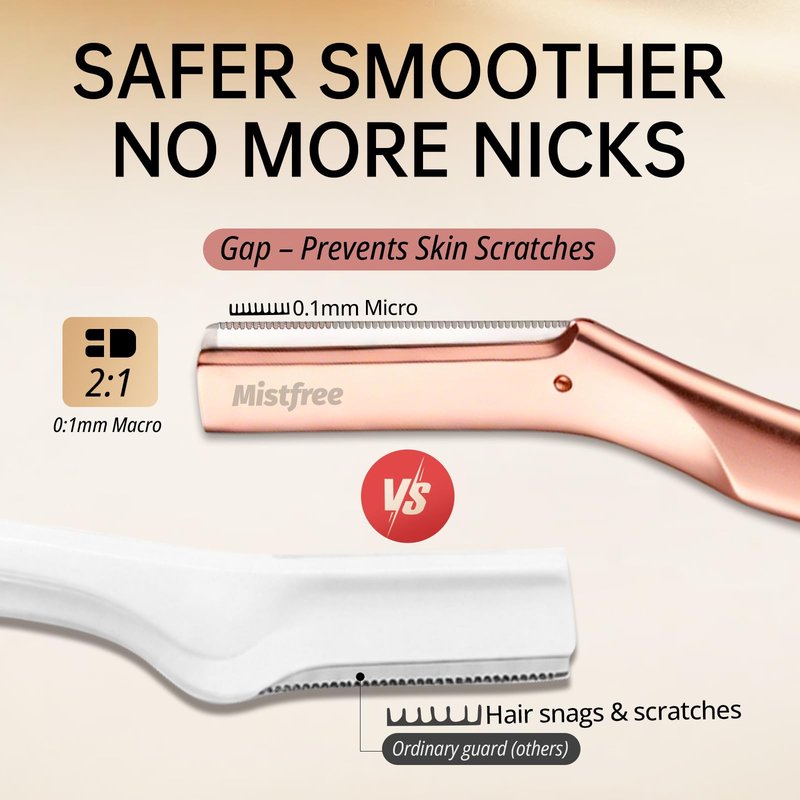 Mistfree Professional Dermaplane Razor, Reusable Stainless Steel Dermaplane Razor for Women Face, Face Dermaplaning Tool with 12PCS Refill Blades, Metal Eyebrow Razor for Women and Men (Rose Gold)