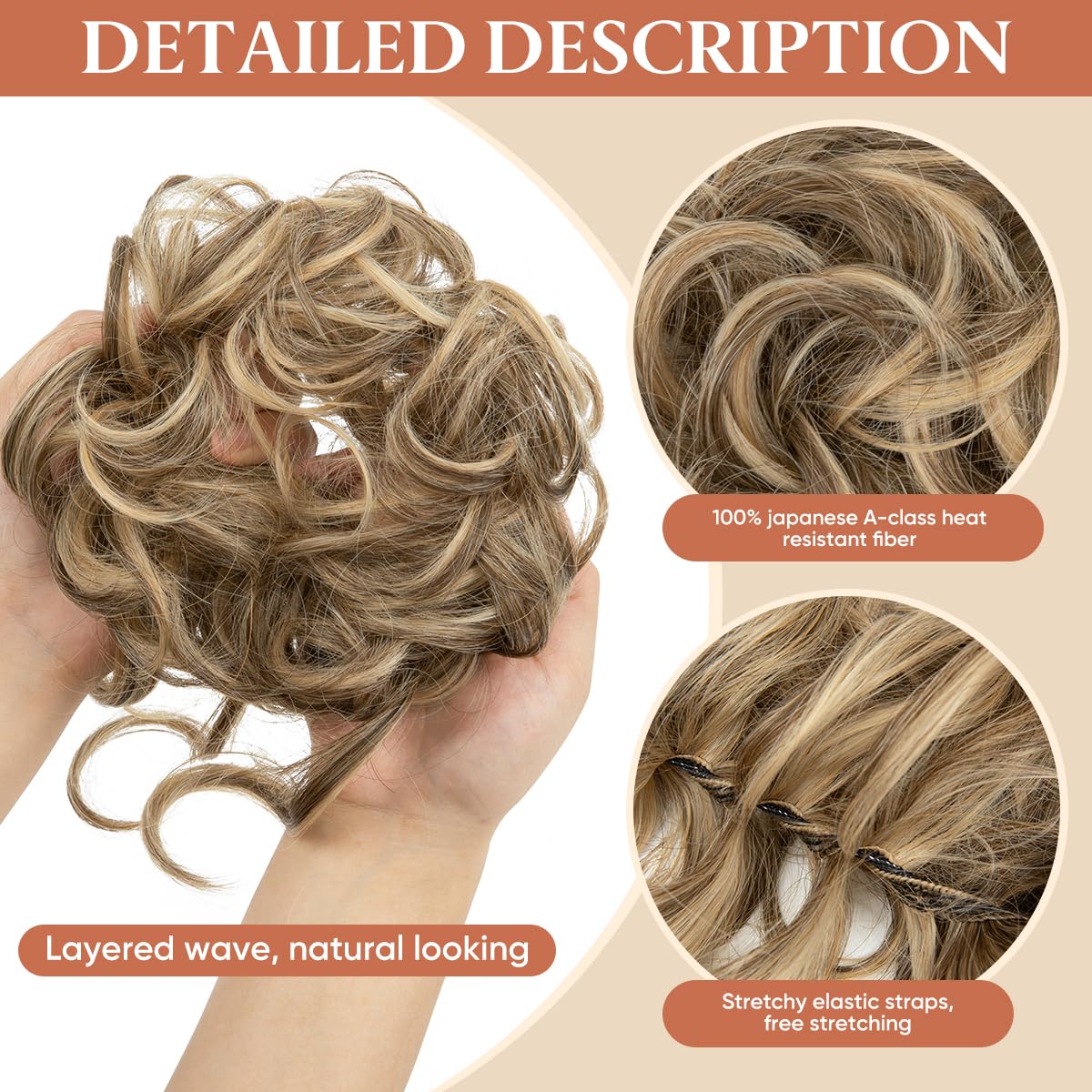 SARLA 2PCS Messy Bun Hair Pieces for Women Wavy Curly Synthetic Hairpieces for Updos with Tendrils Fake Scrunchies Ponytail Extension Grey Multi