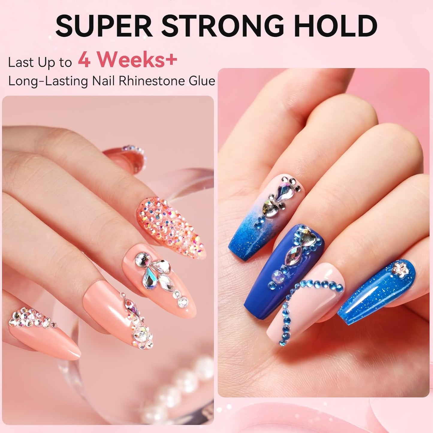 Nail Rhinestone Glue Set - Super Strong Gel Adhesive for 3D Art & Gems | 15ml & 8ml Easy Application