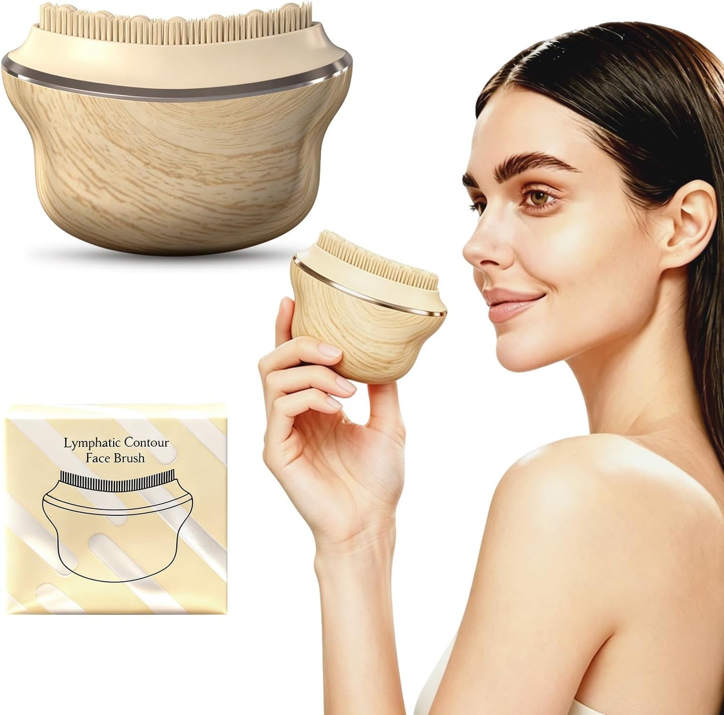 Lymphatic Contour Face Brush - Silicone Cleansing Tool for Anti-Puffiness & Jawline Sculpting | Improves Skin Glow & Absorption