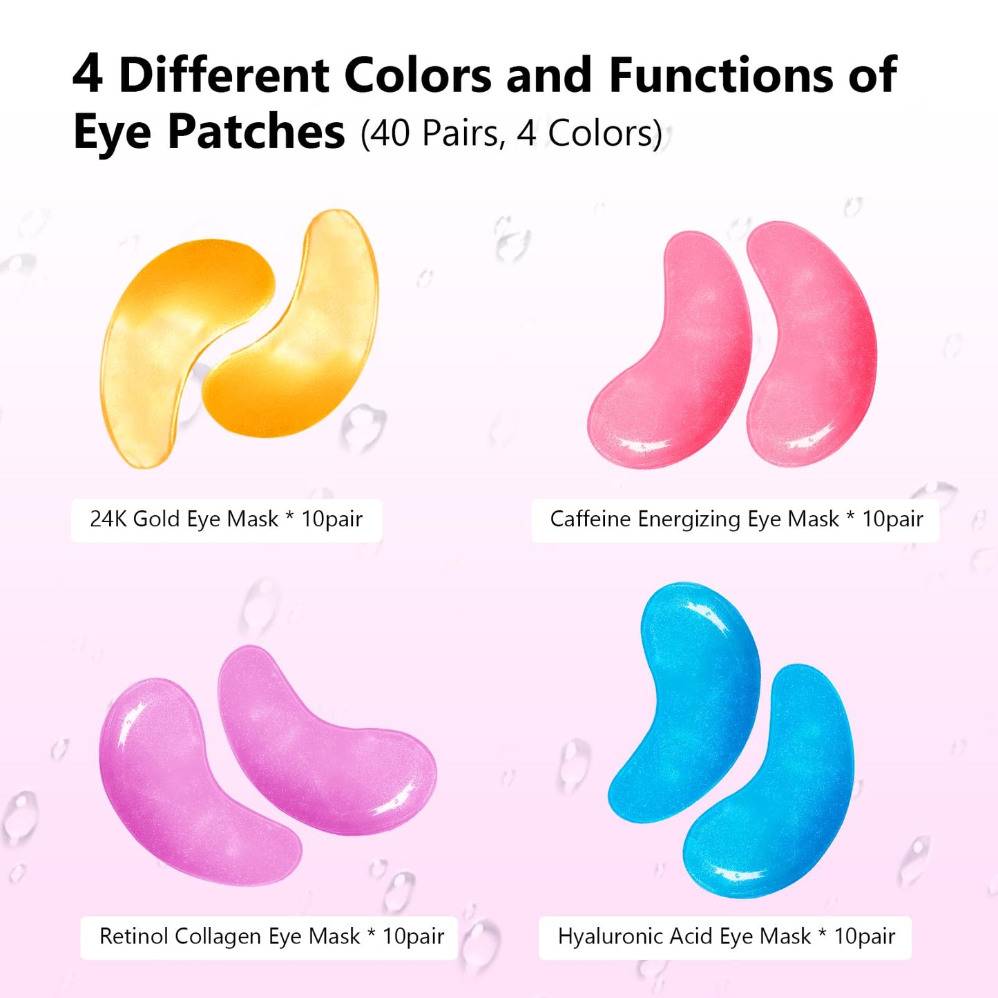 Adofect Under Eye Patches 40 Pairs, Eye Masks with 24K Gold, Hyaluronic Acid, Caffeine & Retinol for Dark Circles, Puffy Eyes, Under Eye Bags, Skincare Gifts for Bachelorette Party Accessories