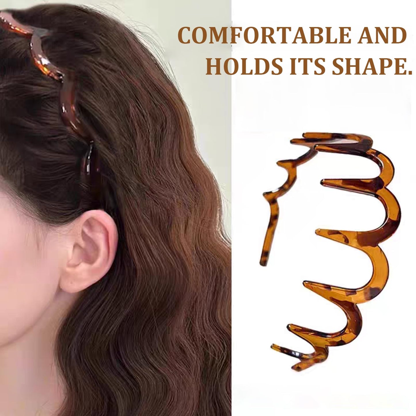 6Pcs U Shape Fashion Tooth Hair Comb Headband, Korean High Cranium Head Bands for Women's Hair, Zig Zag Headbands for Women, Wavy Teeth Hairs Hoop for Women Girls Hairs Accessory Styling, SSFG-CD