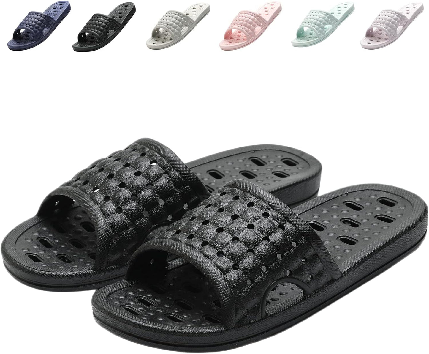 Quick Dry Shower Shoes for Men & Women - Non-Slip Dorm Slippers | Comfortable Slides