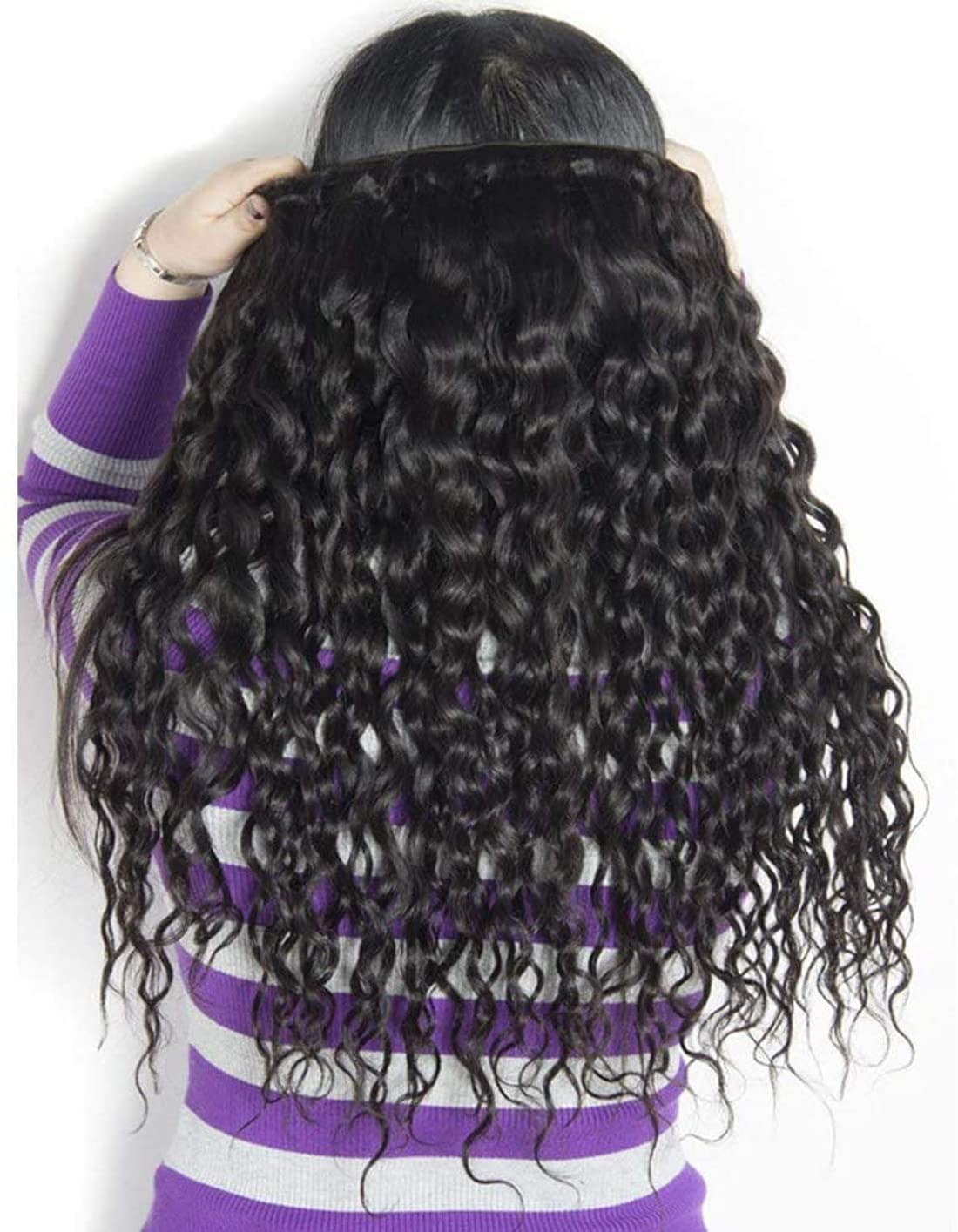 16 18 20 Inch #1B Water Wave Bundles Human Hair 3 Bundles Brazilian Remy Hair 100 Grams/Bundle 10A Grade Unprocessed Virgin Hairs Deep Water Bundle Weaves Extensions