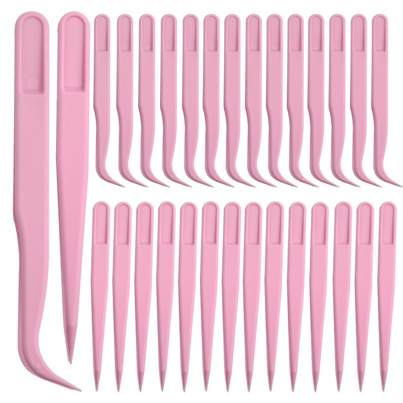 AGNURCADE 30pcs Plastic Tweezers for Crafts- Bulk Pack, Straight/Bent/Curved Tweezers Set for DIY Beads Jewelry Making Multipurpose Tweezer for Women Jewelry Making Tools for Handmade Crafts Stickers