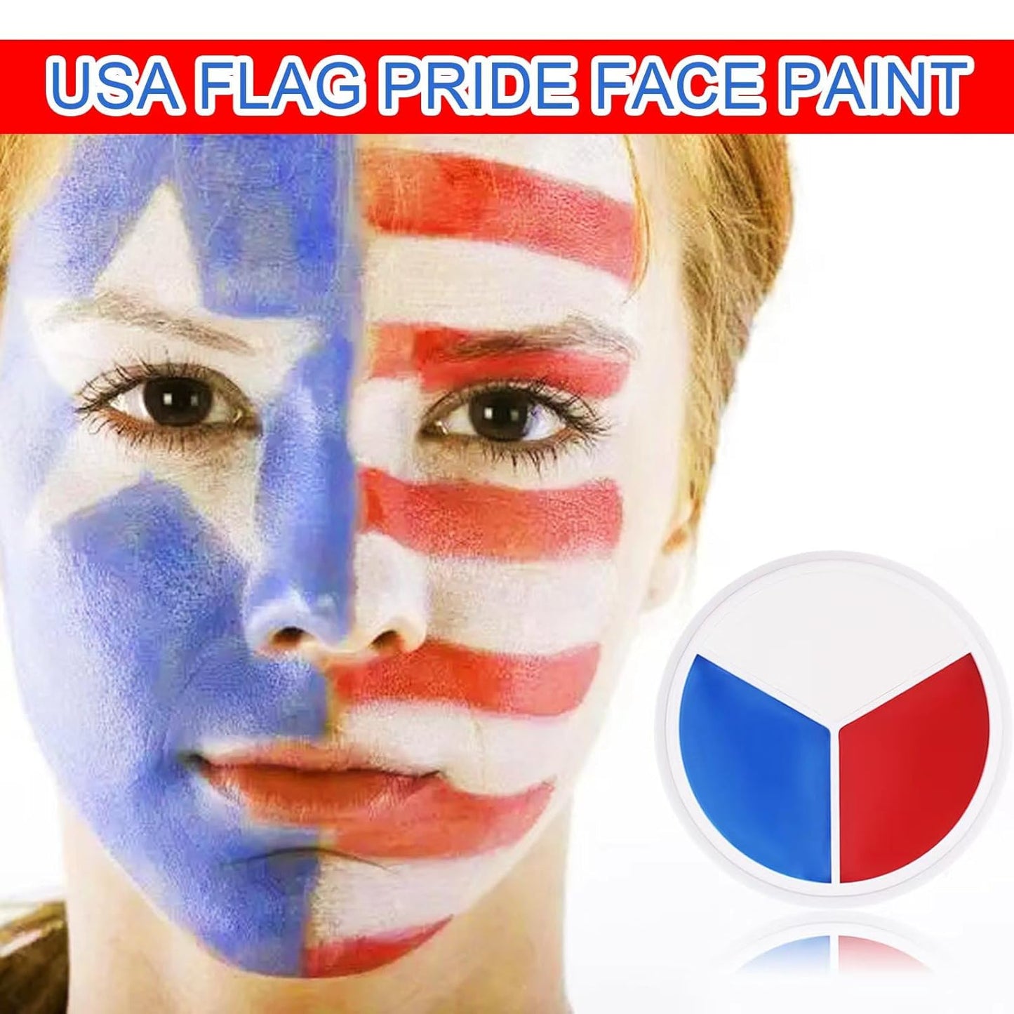 Red White Blue Face Body Paint - American Flag Makeup for Halloween & 4th of July | 12g SFX Clown & Joker Style