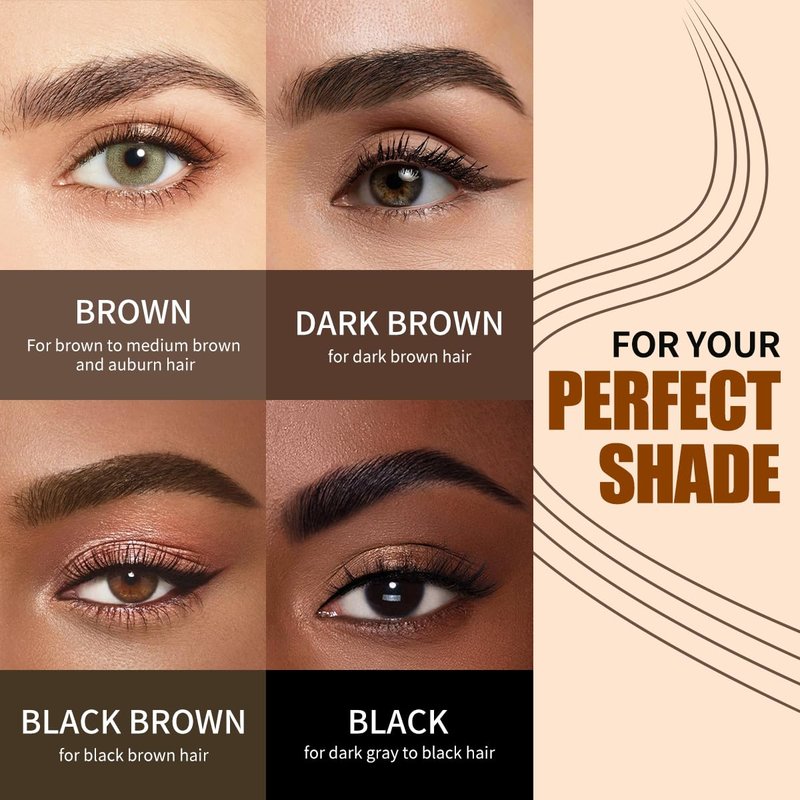 Microblading Eyebrow Pencil - Waterproof 4-Fork-Tip for Natural Hair-Like Brows | Long-Lasting Black