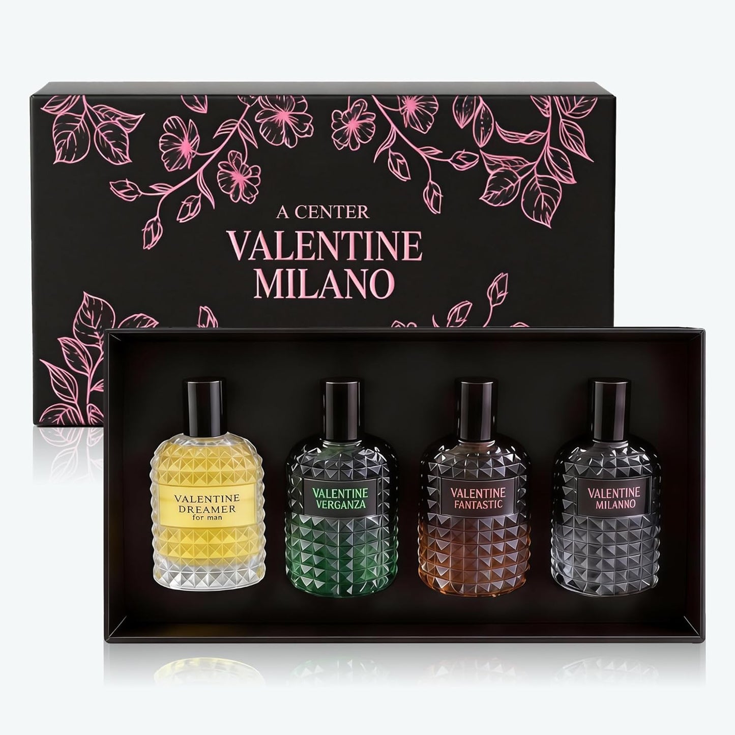 Valentine Cologne Set for Men - 4pc Eau de Parfum Combo | Floral & Woody Fragrance, 100ml Each