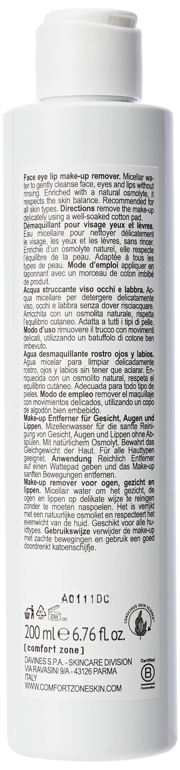 [ comfort zone ] Essential Micellar Water Make-Up Remover, Fresh and vibrant with citrus and herb, 6.76 fl. oz.
