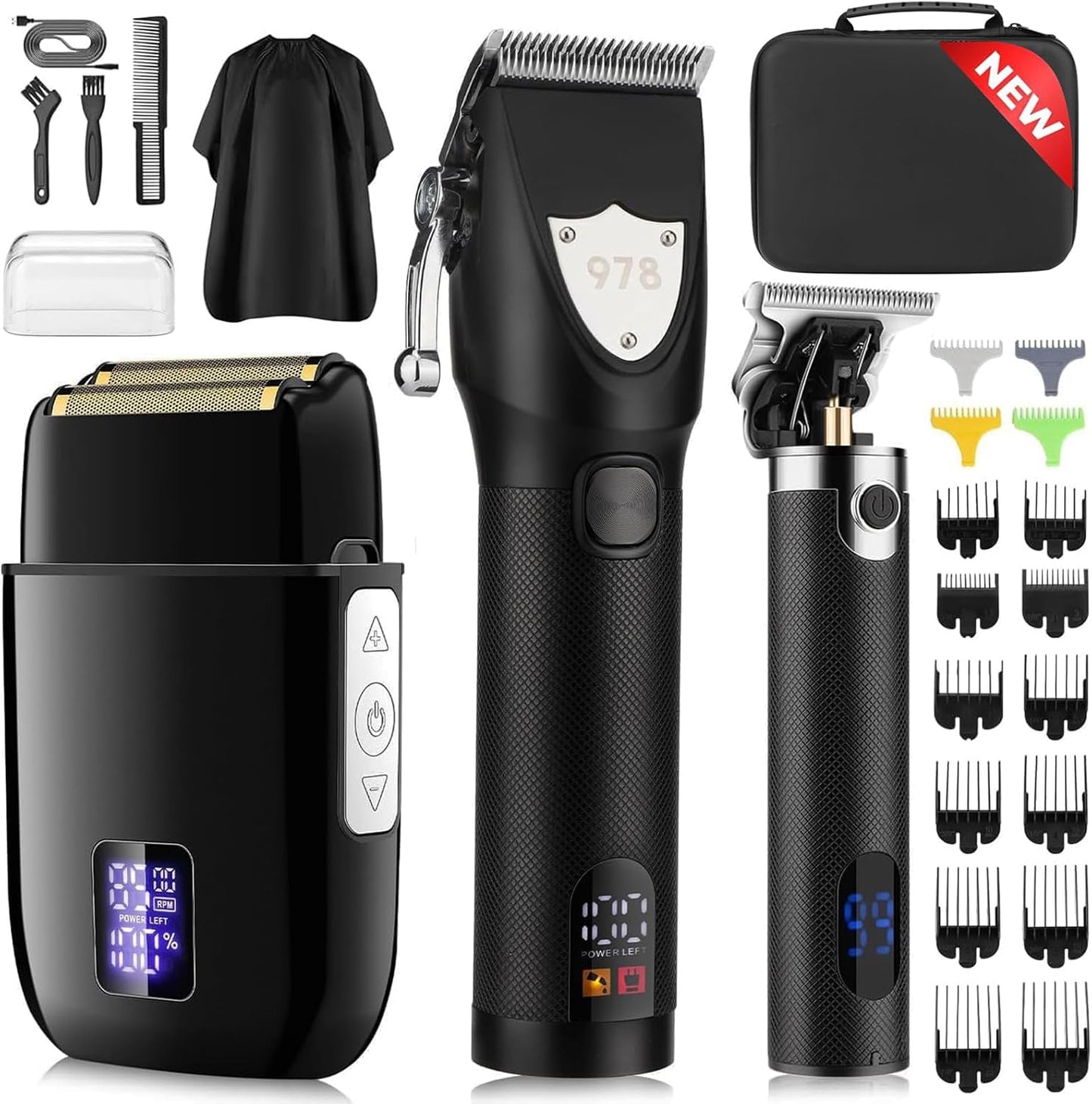 Professional Hair Clippers Set for Men - Electric Foil Shavers & Barber Kit with Travel Case | Grooming Essentials