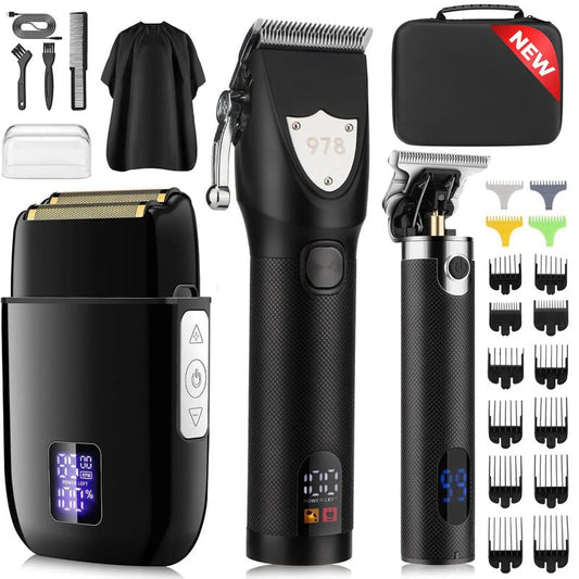 Suttik Professional Hair Clipper Set for Men, Barber Kit Clipper and Trimmer Set, Electric Foil Shavers for Men with Travel Case