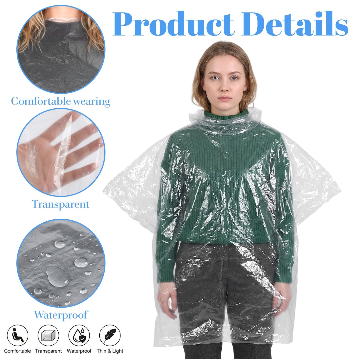 300 Pcs Disposable Hair Cutting Capes, 47.2" x 35.4" Clear PVC Waterproof Salon Capes, Heavy-Duty Barber Cape for Hair Dye, Coloring, Perming, and Styling – Bulk Value Pack