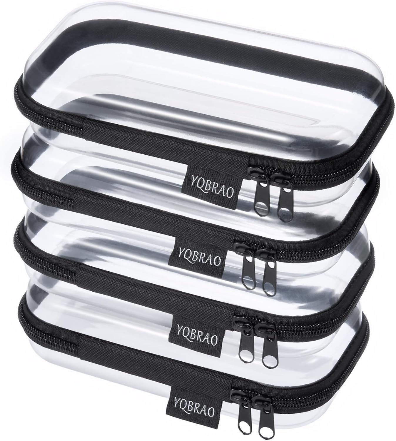 Clear Hard Shell Zipper Case Set - 6 Pack Heavy Duty Crush-Proof Diaper Bag Organizer Pouches | TSA Approved Travel Makeup & Toiletries Bags (2L, 2M, 2S)