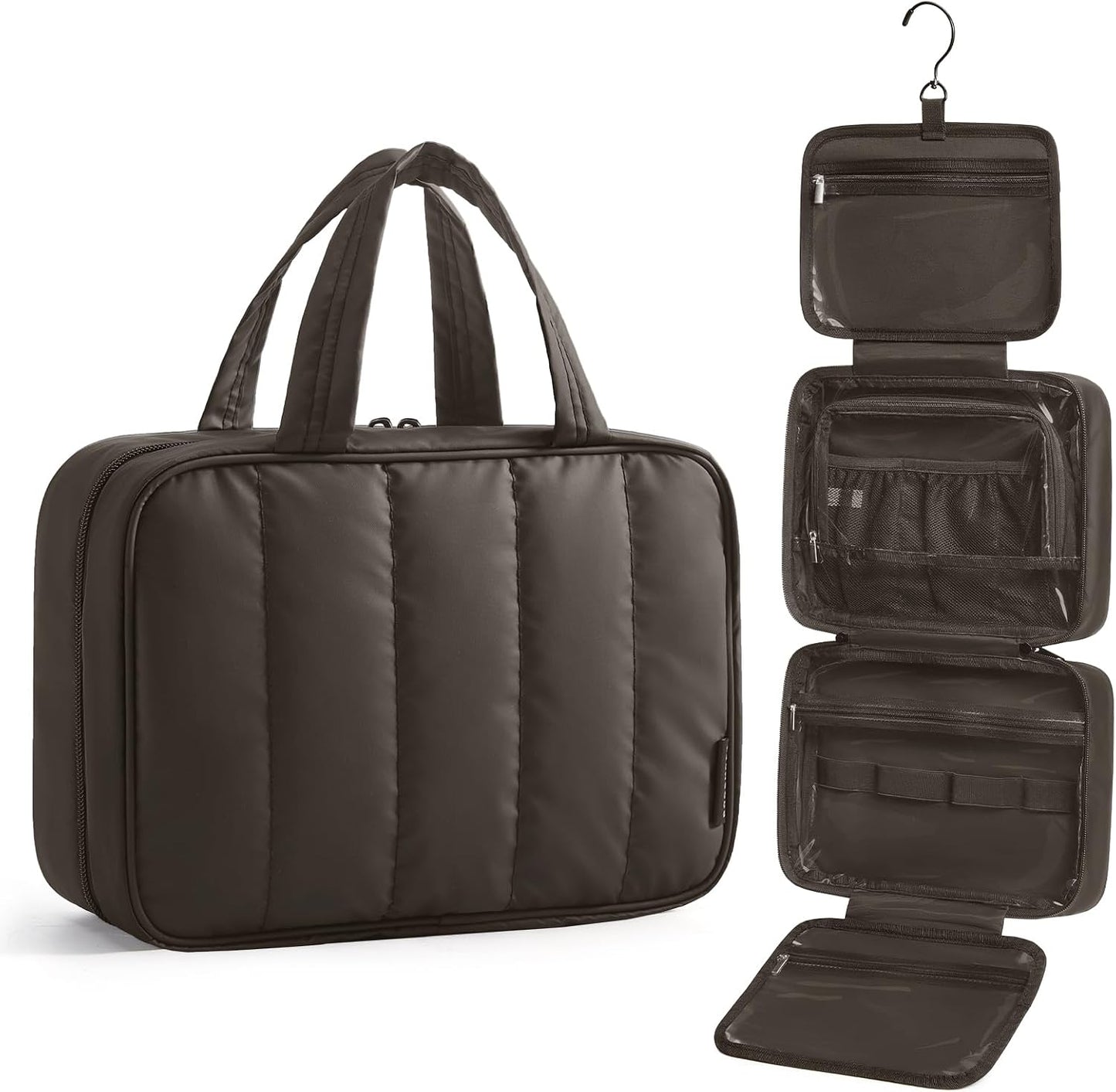 Travel Toiletry Bag for Women - Portable Hanging Makeup Organizer | Waterproof Cosmetic Bag for Full-Size Accessories - Black