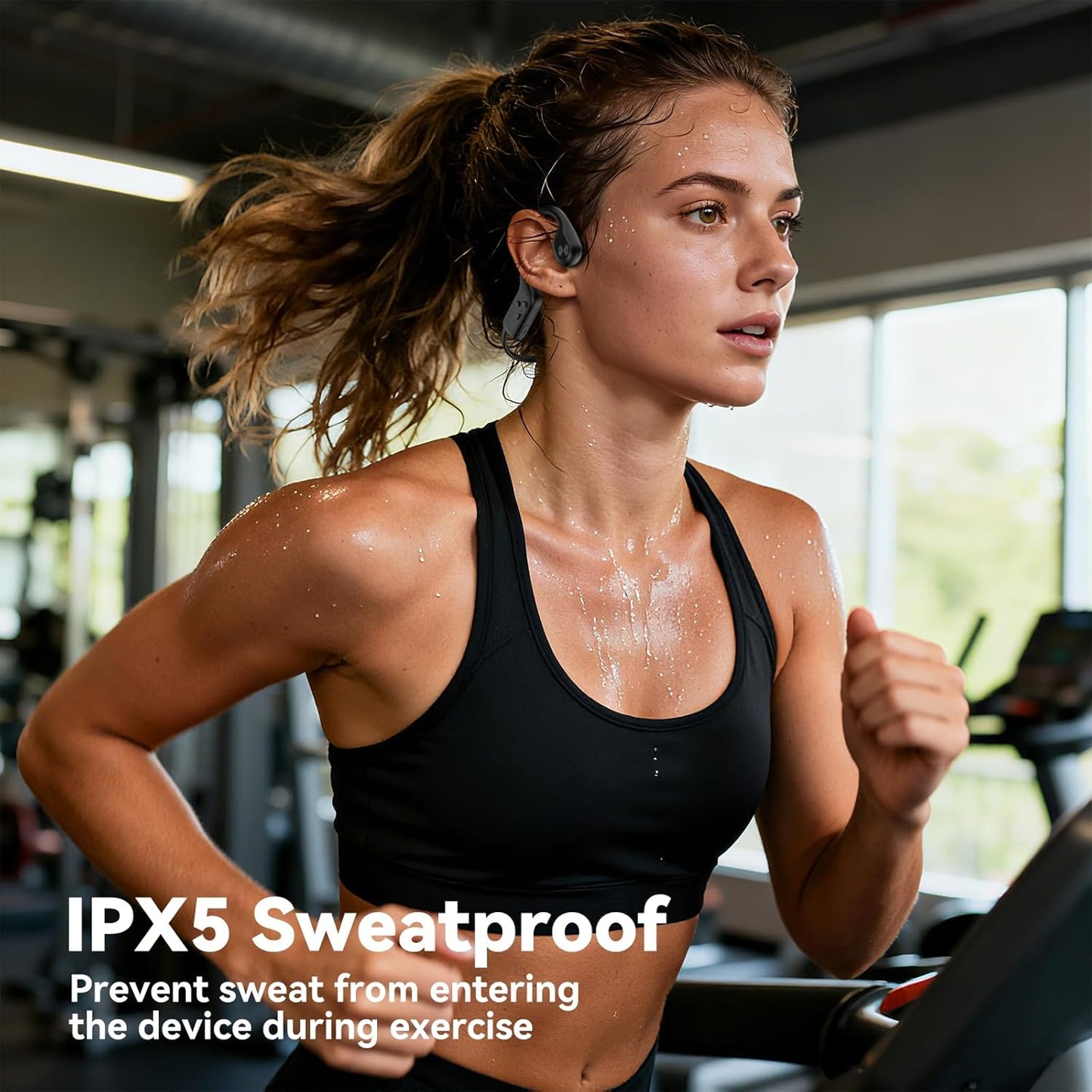 Bone Conduction Headphones - Bluetooth 6.0 Open Ear Design | IPX5 Sweatproof, Long Battery Life, Lightweight (Black)
