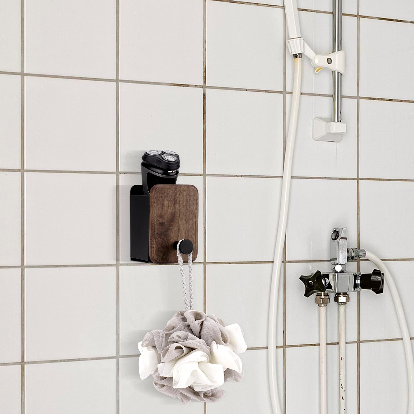 Linkidea No Drilling Electric Shaver Holder, Self-Adhesive Wall Mount Compatible with Philips Norelco Series 2-9, Bathroom Storage Accessories (Black)