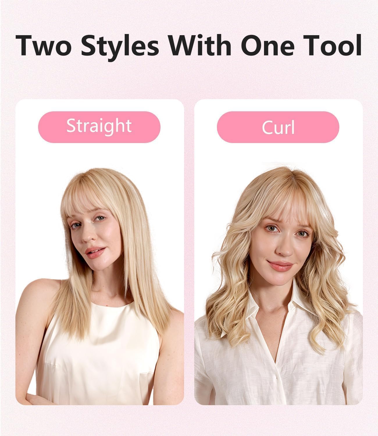 Mini Flat Iron Hair Straightener - 2-in-1 Cool Airflow Styler for Short Hair | Perfect for Pixie Cuts & Bobs