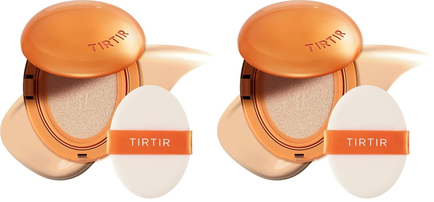 TIRTIR Cushion Foundation - AI-Like Semi-Matte Finish | Medium to Full Coverage, #21N Ivory, 0.63 Fl Oz